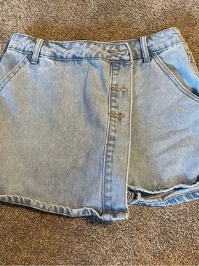 SHEIN Light Blue Denim Mini Skort